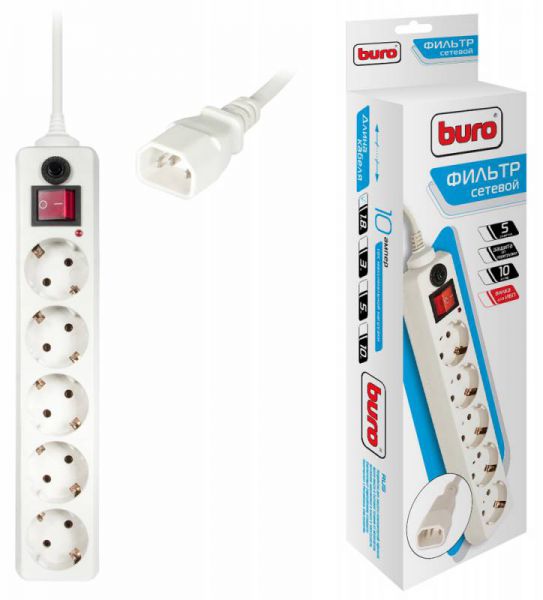 Сетевой фильтр Buro 500SH-1.8-UPS-W белый